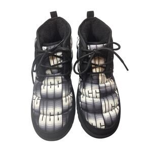 Men’s UGG Plush Black & White UGG Logo Design shoes/boots Size 12. New.